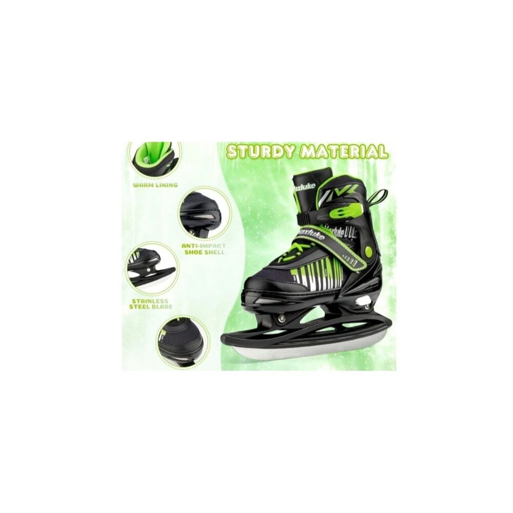 Adjustable Ice Skates For Kids & Youth With Triple Secure Protection Size 31-34